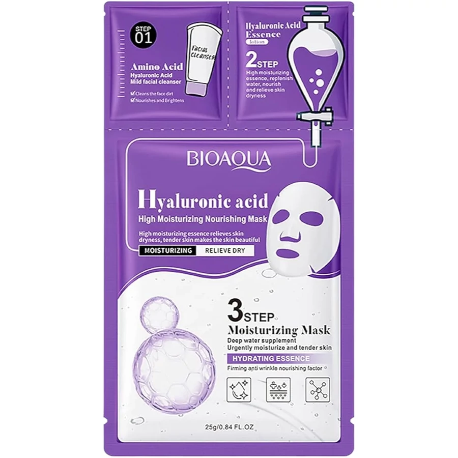 Bioaqua - 3 step Hyaluronic Acid Mask - 3 lépéses fátyolmaszk