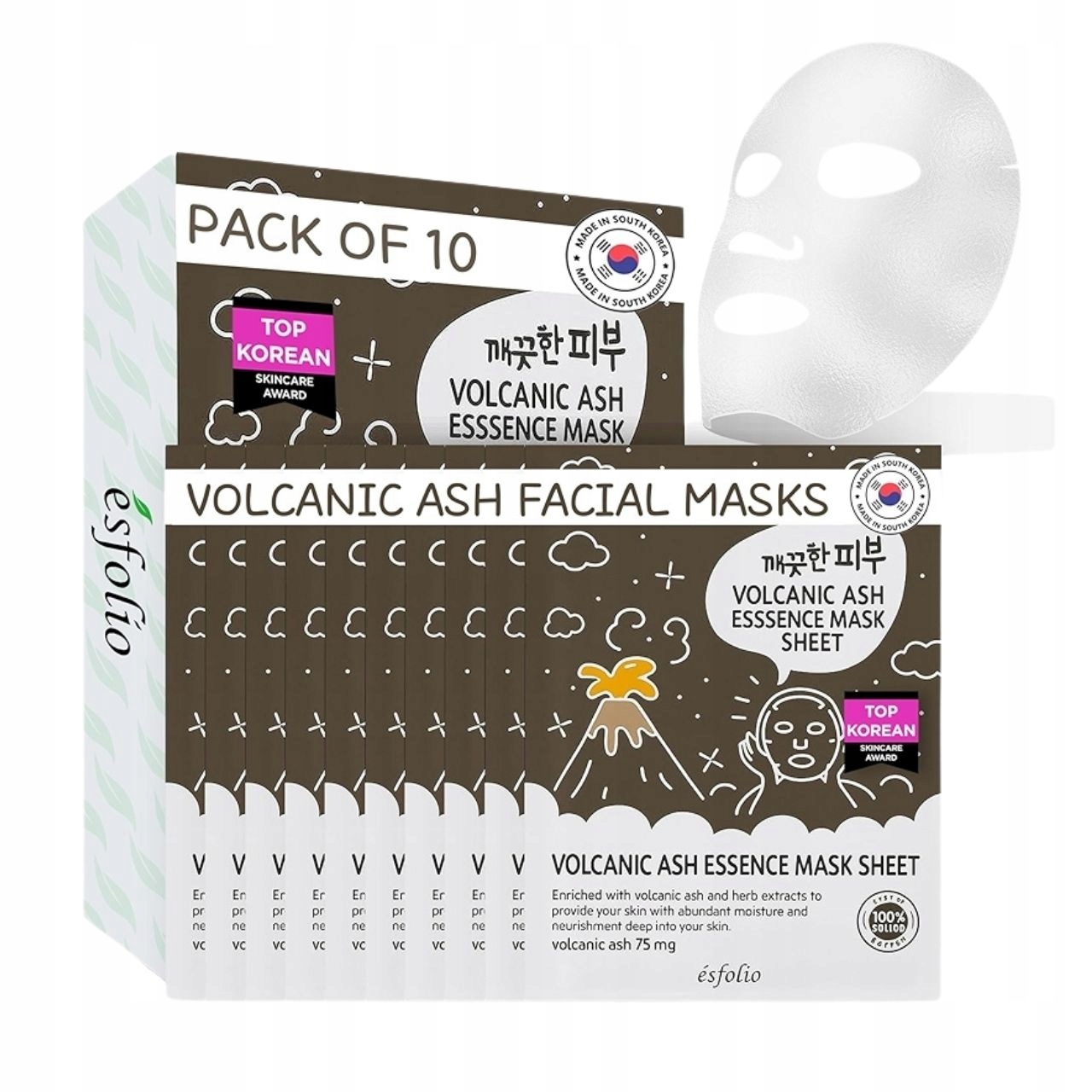 Esfolio Pure Skin Volcanic Ash pórustisztító maszk - 10 db